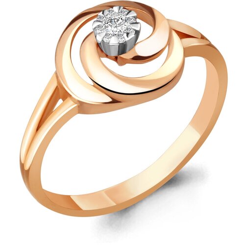 фото Золотое кольцо aquamarine 962888к с бриллиантом diamant-online