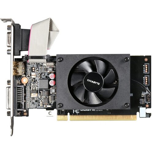 Видеокарта GeForce GT710 2048Mb Gigabyte GV-N710D3-2GL, 954/1800 64bit DDR3 VGA DVI HDMI видеокарта gigabyte geforce gt 710 2048mb gv n710d5 2gl dvi hdmi hdcp