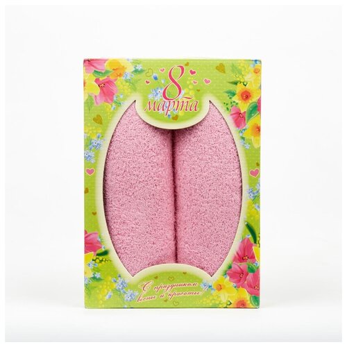 фото Подарочный набор полотенец "8 марта"; пс-12-розовый; 50 х 90 набор из 2 штук всё себе