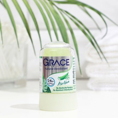 Дезодорант кристаллический Grace Mineral Herbal Deodorant с алое вера, 70 г grace дезодорант кристаллический grace mineral herbal deodorant с мангостином 70 г