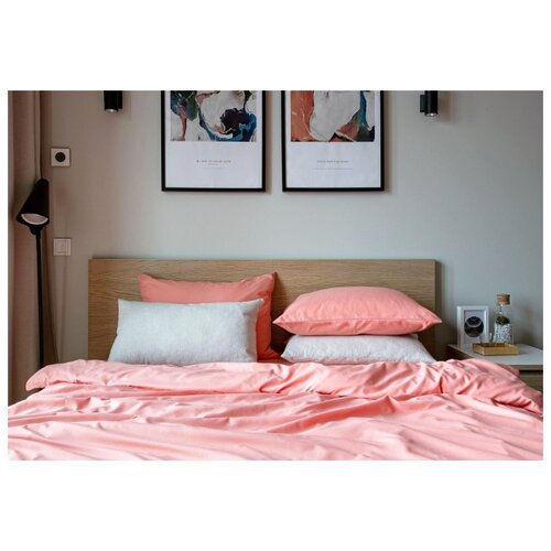 фото Комплект постельного белья grazia-textile евро однотонный персиковый, сатин, наволочки 50x70 2 шт. grazia textile