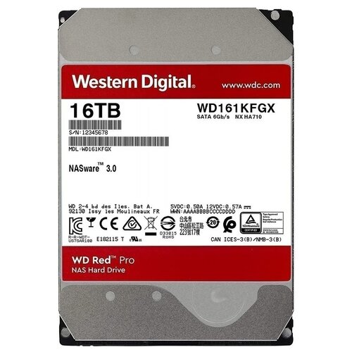 Жесткий диск WD Original SATA-III 16Tb WD161KFGX NAS Red Pro (7200rpm) 512Mb 3.5