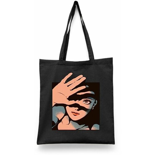 фото Сумка-шоппер унисекс каждому своё "глаза/аниме/портрет/япония" черная