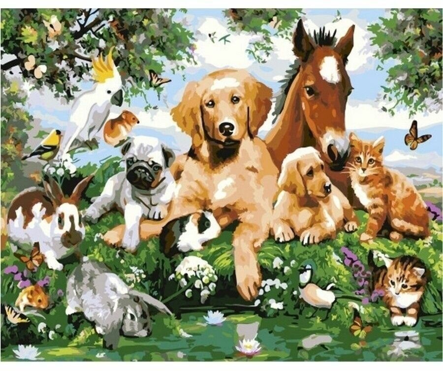 Картина по номерам Дружелюбные животные 40х50 см Art Hobby Home