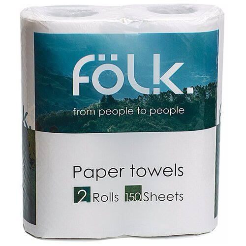 фото Полотенца бумажные folk белые двухслойные, 2 рул.