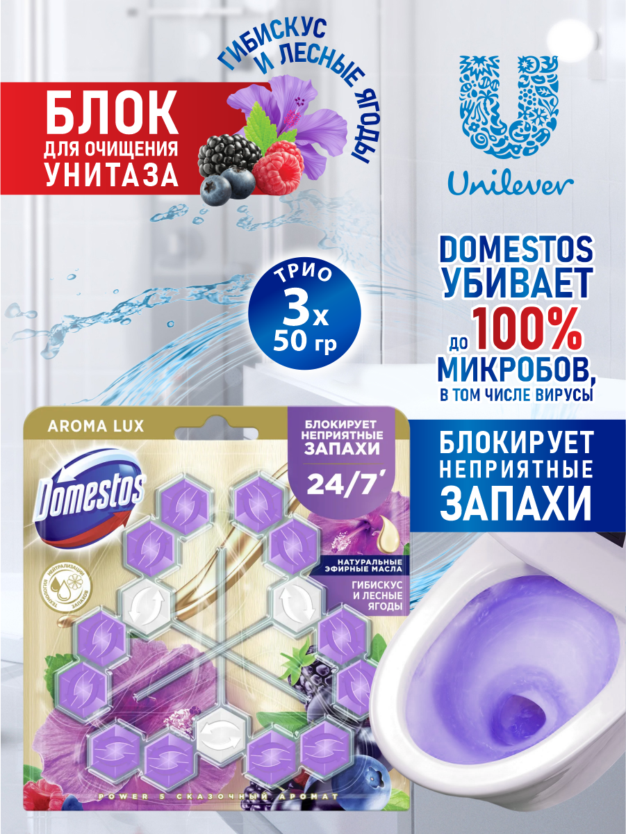 Блок туалетный Domestos Aroma Lux Duo Сказочный аромат 2*50г Аэрозоль Новомосковск - фото №11