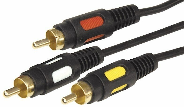 фото Шнур 3 RCA - 3 RCA, длина 3 метра, черный (Gold) Rexant, 1шт