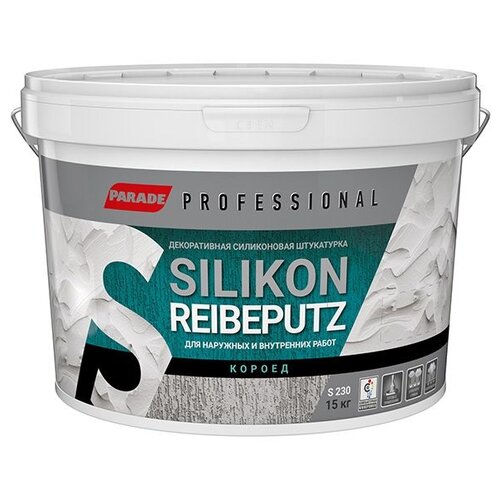 Декоративное покрытие Parade Professional Silikon Reibeputz S230, 2 мм, белый, 15 кг