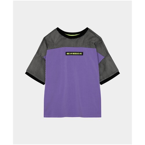 фото Футболка gulliver, размер 164, фиолетовый/черный