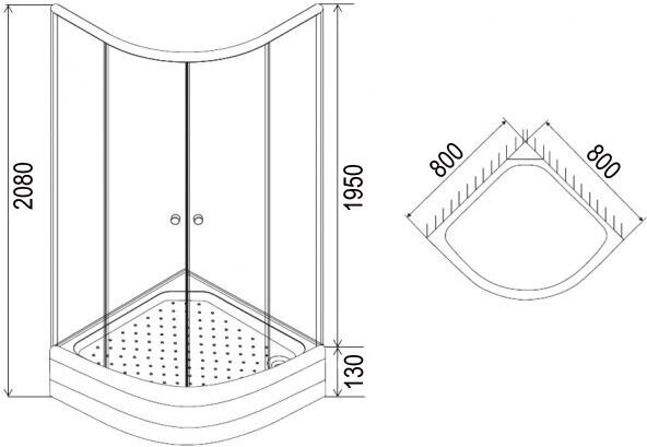 Душевое ограждение Loranto CS-8005S 80*80*195см низкий поддон 13см, стекло 4мм (2 коробки)