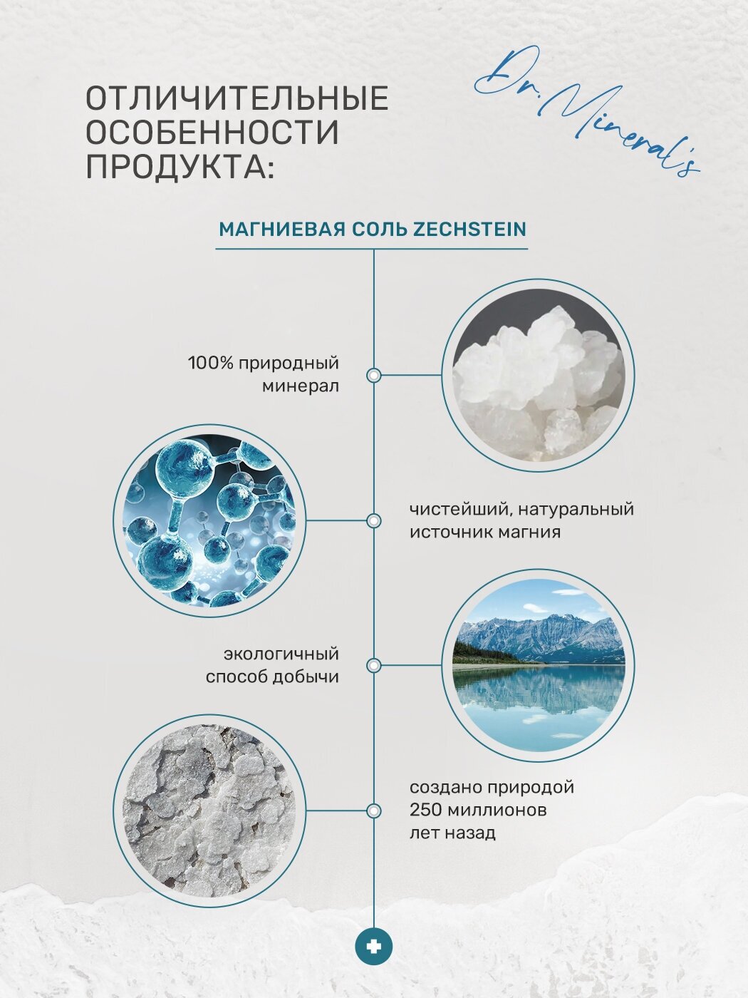 Dr.Minerals, Магниевая соль для ванн "Ancient Zechstein sea salt" (Соль древнего моря Зехштейн), пакет 1,7 кг