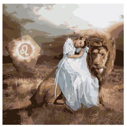 фото Картина по номерам, 100 x 100, ktmk-lionsign03, "живопись по номерам", набор для раскрашивания, раскраска