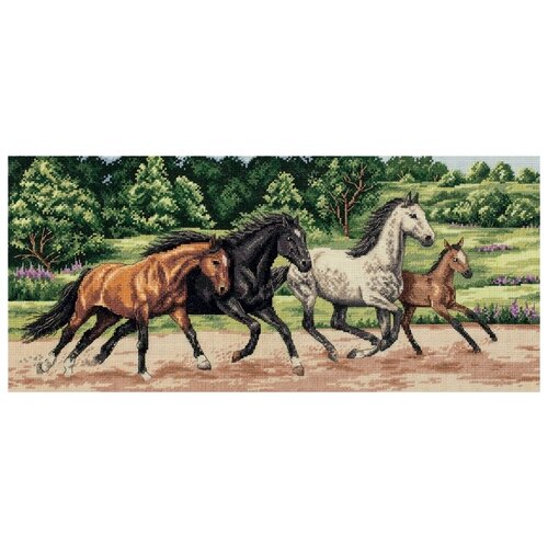 фото Panna набор для вышивания дикие лошади 44.5 x 20 см (j-7073)