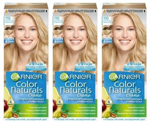 GARNIER Color Naturals Краска для волос 110мл 110 Суперосветляющий Натуральный Блонд, набор 3шт