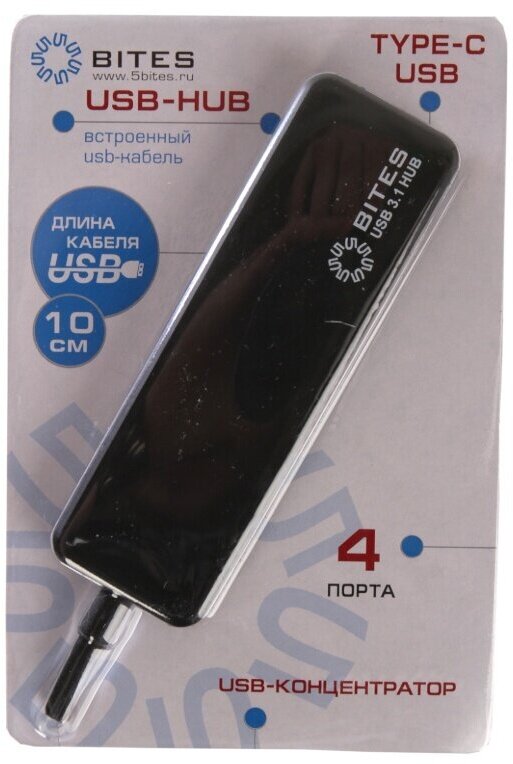 USB-концентратор 5bites HB34C-311, разъемов: 4, 10 см, черный - фото №4