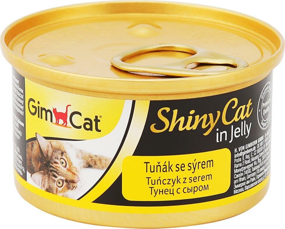 Влажный корм для кошек GimCat ShinyCat Тунец с сыром 1 шт. х 70 г (кусочки в желе) - фотография № 4