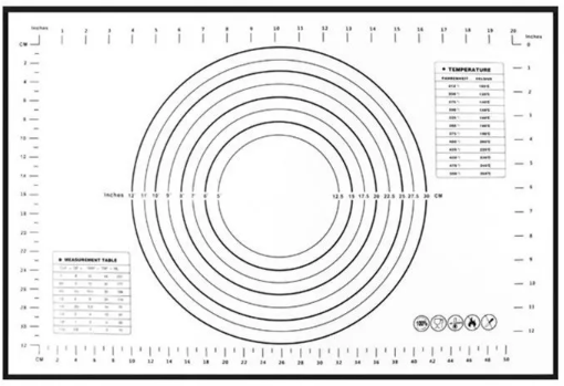 Кулинарный коврик, силиконовый коврик для выпечки и раскатывания теста, 50х40 см, черный