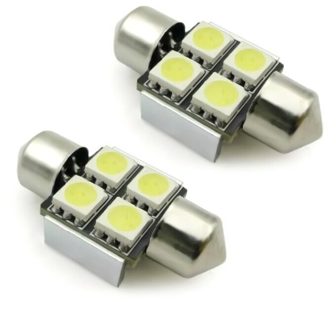 T11 C007 /белый/ (SV8,5/8) 4x5050 SMD 31mm CANBUS, блистер, 2 шт