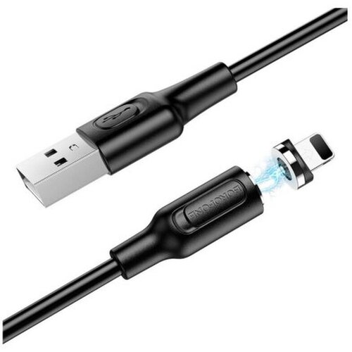 Кабель USB Lightning BX41 1M 2.4A магнитный Borofone черный borofone bx41 магнитный зарядный кабель для apple iphone разъем lightning 1 метр черный