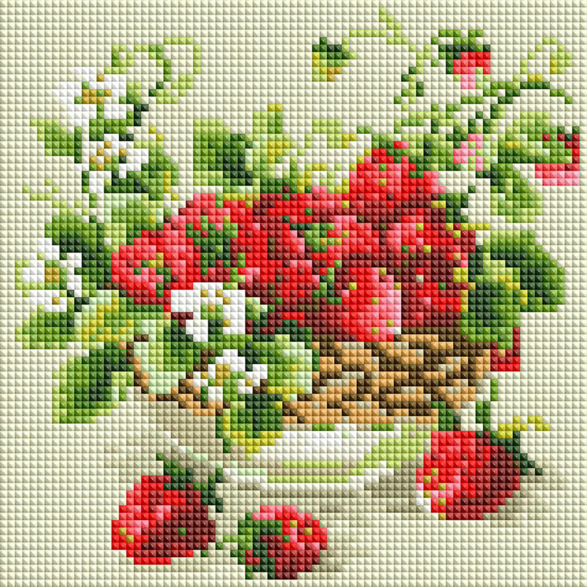 фото Алмазная мозаика Белоснежка "Садовая земляника" / Набор алмазной мозаики 20х20 см / На холсте / Полная выкладка / Цветы / Ягоды