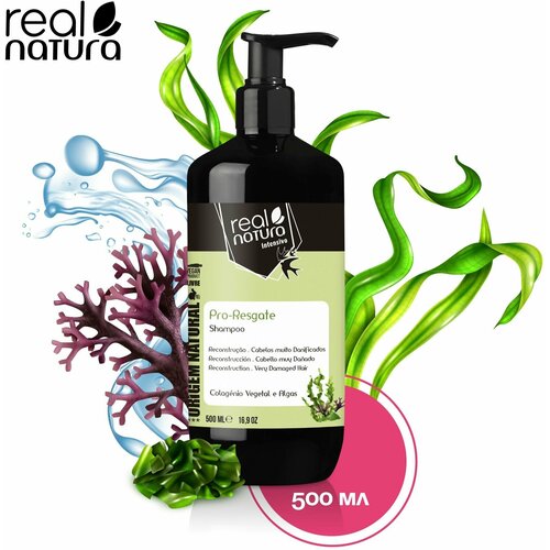 Real Natura / Шампунь PRO-RESGATE для экстренного восстановления всех типов волос, 500 мл