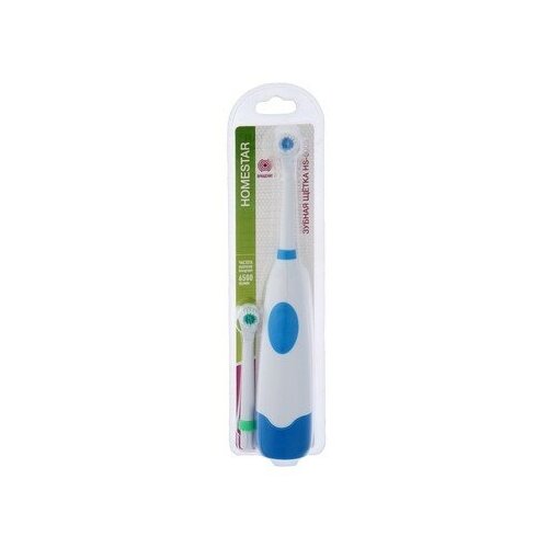 Электрическая зубная щетка HOMESTAR HS-6005, вращательная, 6500 об/мин, 2 насадки, синяя, HomeStar