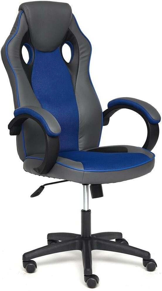 Кресло компьютерное Tetchair RACER GT new экокожа ткань металлик синий