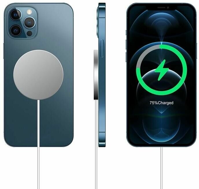 Беспроводное сетевое зарядное устройство QUMO Qi15w (Charger 0046) c поддержкой MagSafe для iPhone, белое - фотография № 7