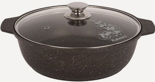 Изображение товара Кастрюля-жаровня Kukmara 3л со стеклянной крышкой Кофейный мрамор (жмк32а)