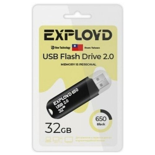 Флеш-накопитель USB 2.0, 32GB Exployd 650, чёрный (EX-32GB-650-Black)