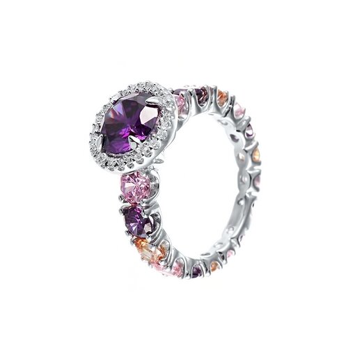 фото Element47 кольцо из серебра 925 пробы с фианитами и ювелирным стеклом se2618-r-ko-us-001-wg, размер 18.5