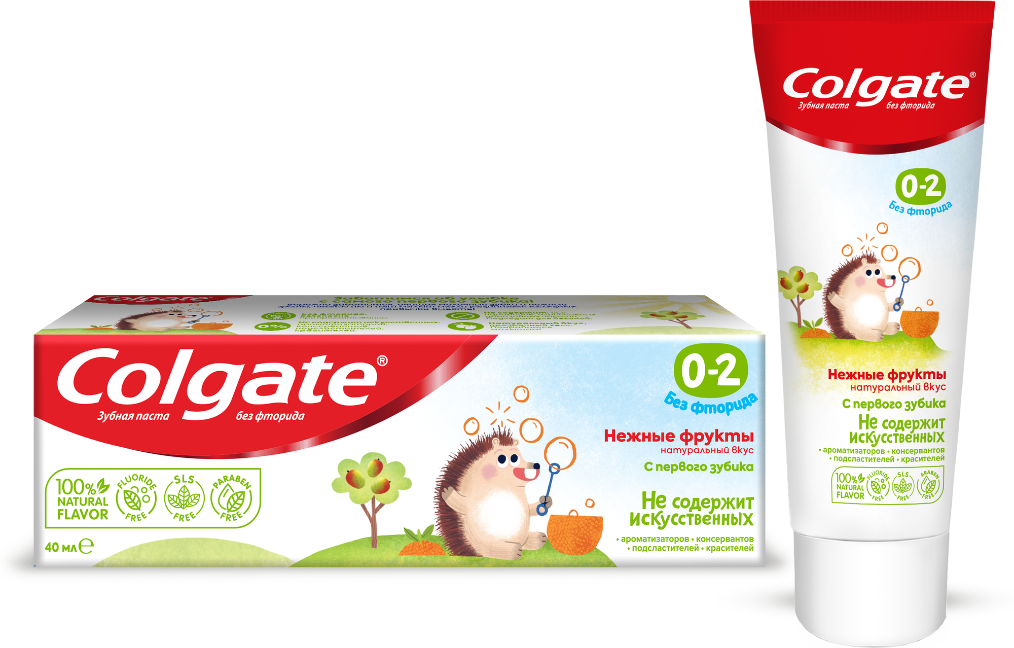 Детская зубная паста Colgate Нежные фрукты, без фторида, для детей 0-2 лет, 40 мл - фото №1