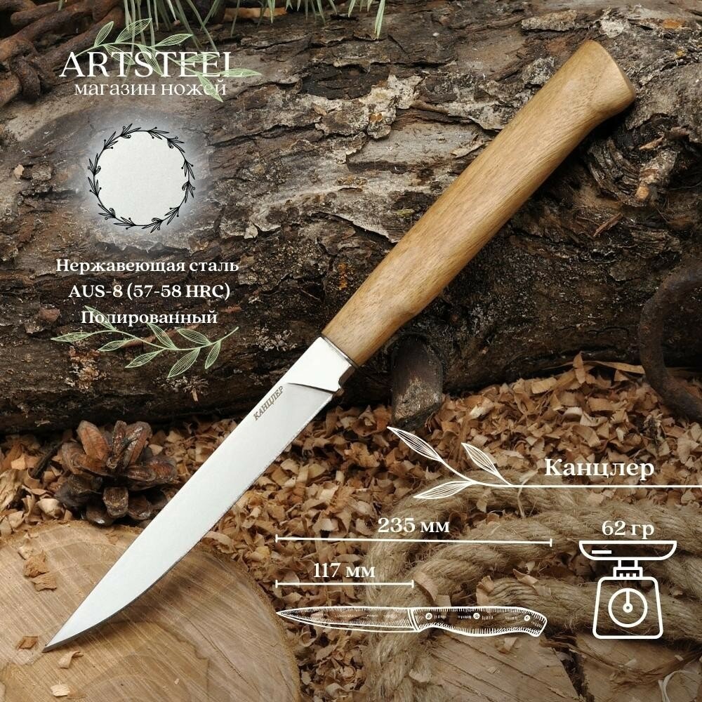 Нож скрытого ношения Канцлер (стилет), сталь AUS8, рукоять дерево