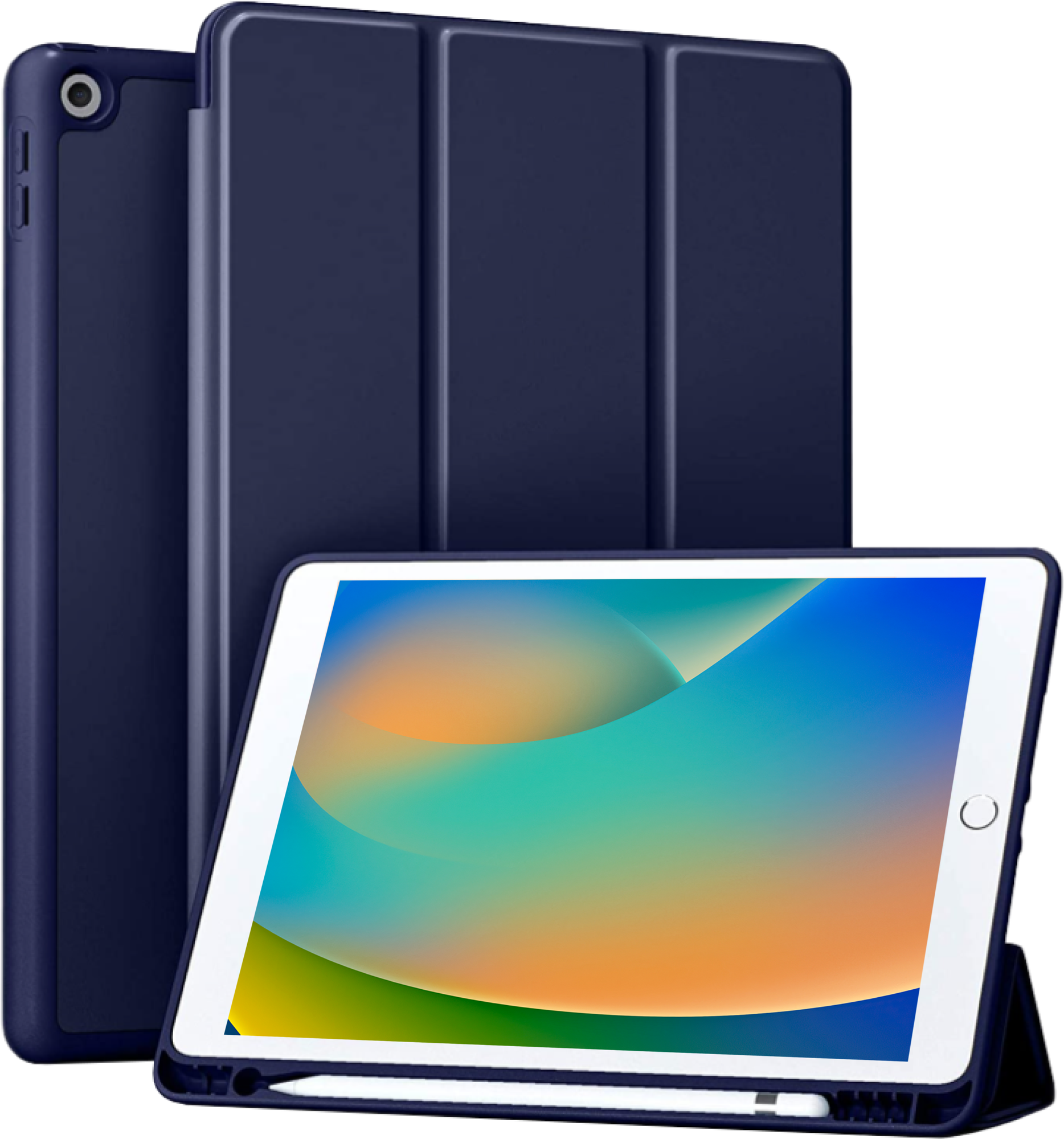 Чехол книжка CCCASE для Apple iPad 7 10.2 (2019) / iPad 8 10.2 (2020) / iPad 9 10.2 (2021) с отделением для стилуса, цвет: темно-синий