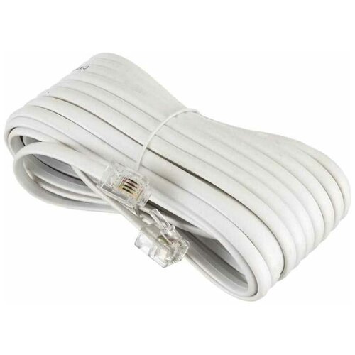 Телефонный шнур-удлинитель RJ-11(6P-4C) 7 метров для подключения устройств белый телефонный шнур удлинитель rj 11 6p 4c длина 25 метров белый rexant 1шт