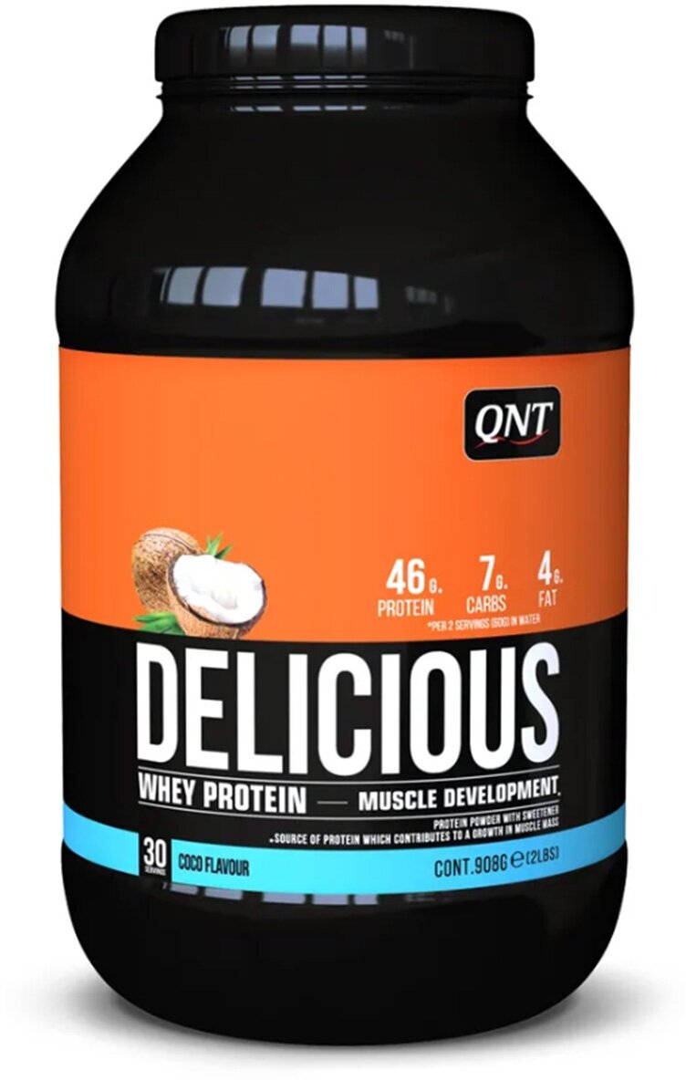 QNT Сывороточный протеин Delicious Whey Protein, вкус «Кокос», 908 гр, QNT