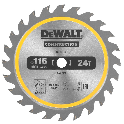 Диск пильный DeWALT DT20420 Construction ø115mm 24T