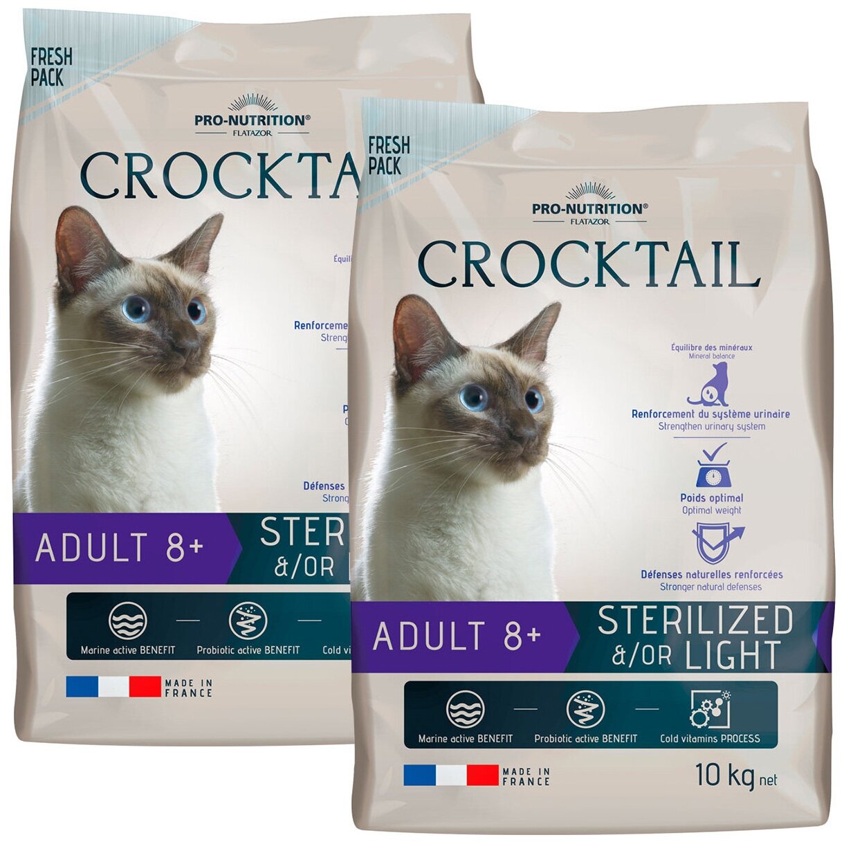 FLATAZOR CROCKTAIL ADULT 8+ STERILISED/LIGHT диетический для пожилых кастрированных котов и стерилизованных кошек (10 + 10 кг)