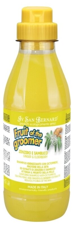 Шампунь Iv San Bernard Fruit of the Groomer Ginger&Elderbery для любого типа шерсти против раздражений и перхоти 500 мл - фотография № 1