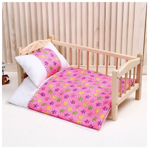 Кукольное постельноеМедузы на розовом с тесьмойпростынь, одеяло,46*36, подушка 23*17