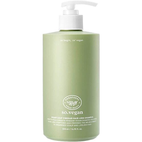 So Natural Успокаивающий шампунь против выпадения волос с уксусом So Vegan Heartleaf Vinegar Hair Loss Shampoo 500 мл