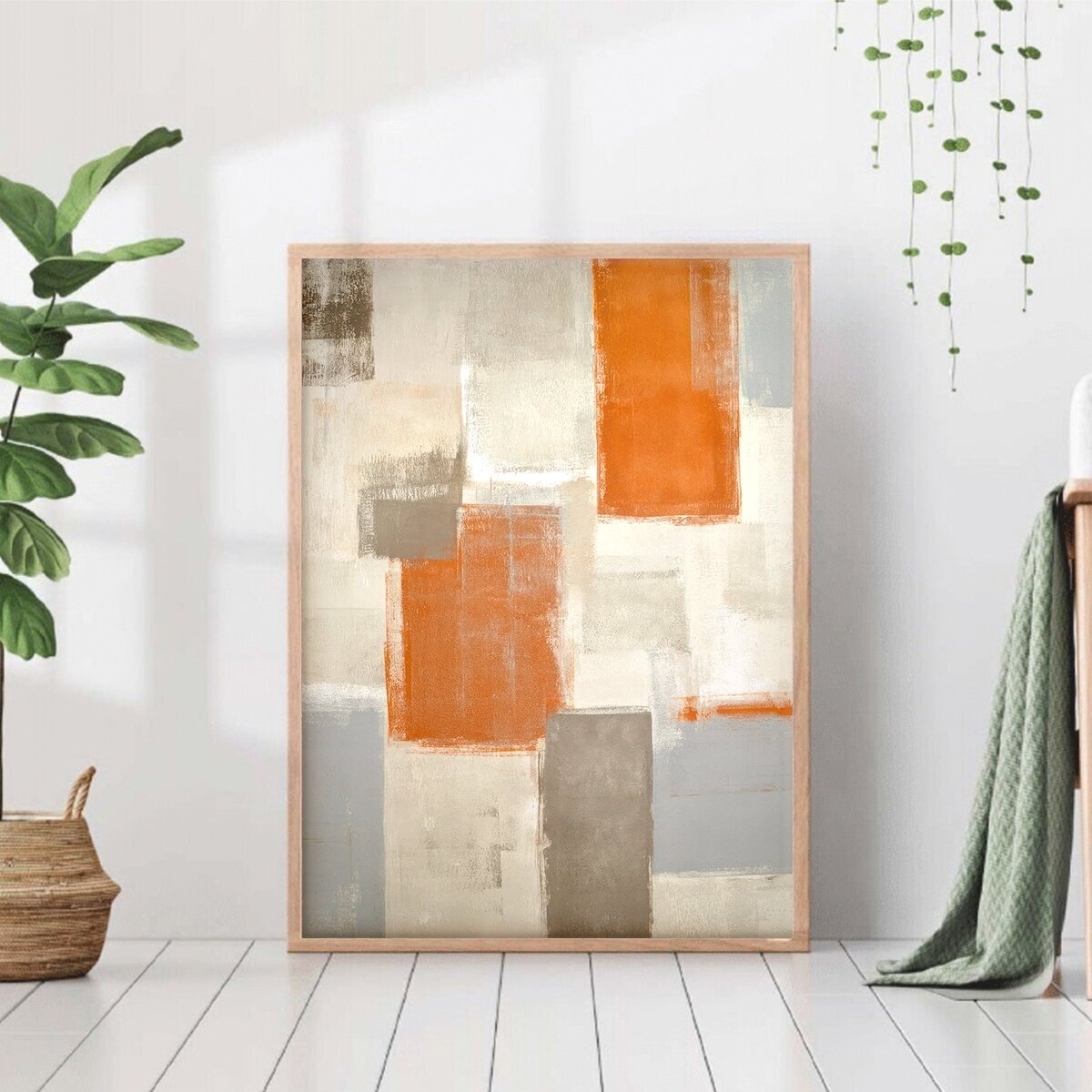 фото Абстракция оранжевый на сером