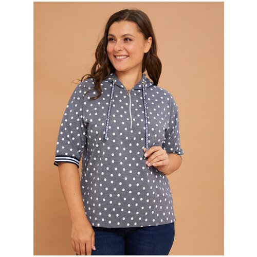 фото Футболка женская алтекс серая в горошек, размер 54