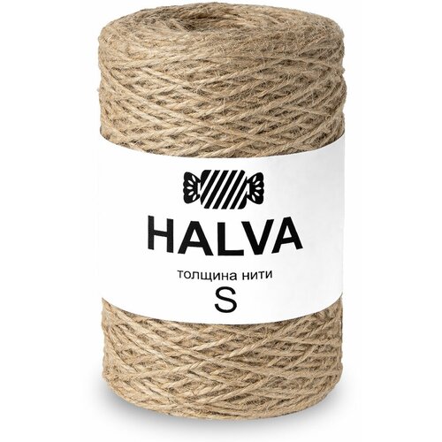 Джутовый шпагат Halva S, натуральный цвет, 200 м, толщина 1,5 мм, пряжа 100% джут