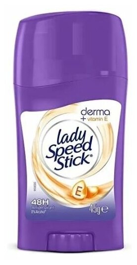 Дезодорант-антиперспирант стик женский LADY SPEED STICK Derma + vitamin E 45 гр.