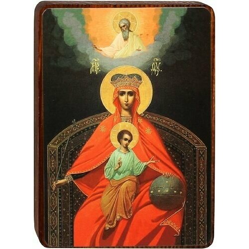 Икона Божией Матери Державная на деревянной основе (9*6,5 см). икона божией матери умиление на деревянной основе 9 1 1 7 см