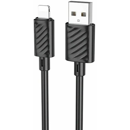 Кабель Hoco X88 для смартфона, USB - Lightning, 1 м, 2.4А, цвет черный, 1 шт кабель hoco x38 cool charging usb lightning 1 м 1 шт черный