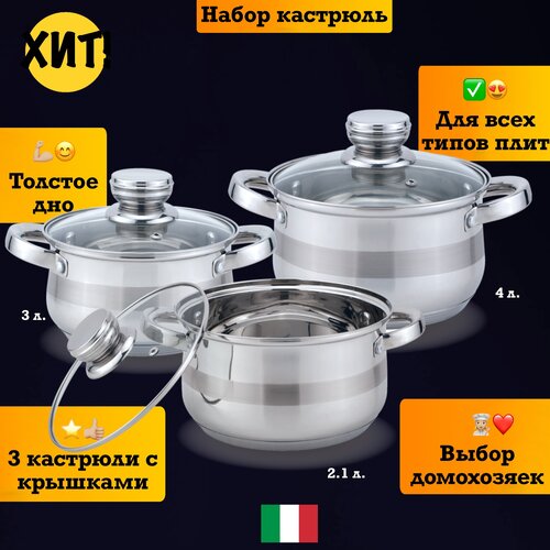 Набор кастрюль с крышкой посуда для индукционной плиты
