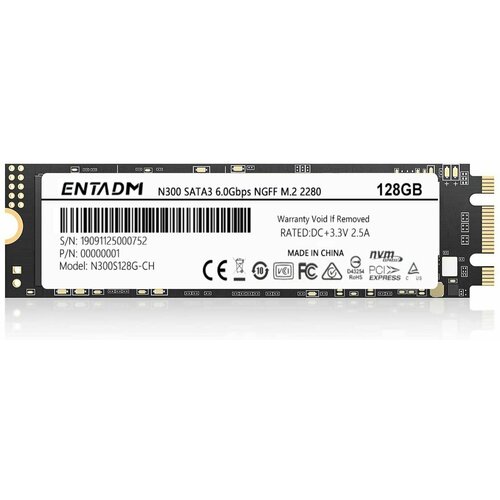 128 ГБ Внутренний SSD диск ENTADM N300 M.2 NGFF SATA3 6 Гб/с (N300S128G-CH)