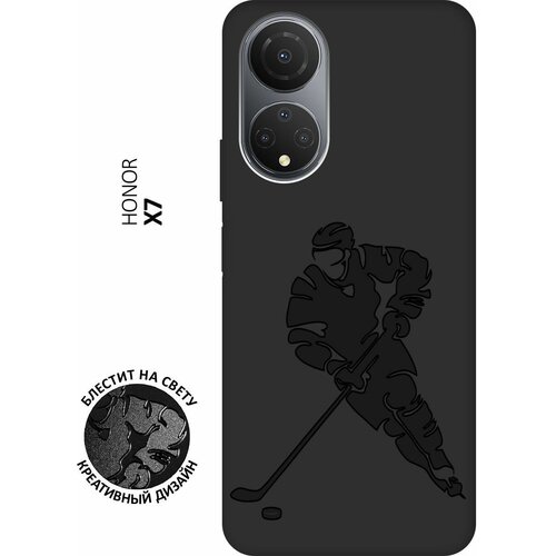 Матовый чехол Hockey для Honor X7 / Хонор Х7 с 3D эффектом черный матовый чехол gerberas для honor x7 хонор х7 с 3d эффектом черный